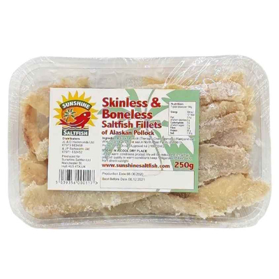 Sunshine Saltfish Skinless & Boneless Saltfish Fillets of Alaskan Pollock 250g
